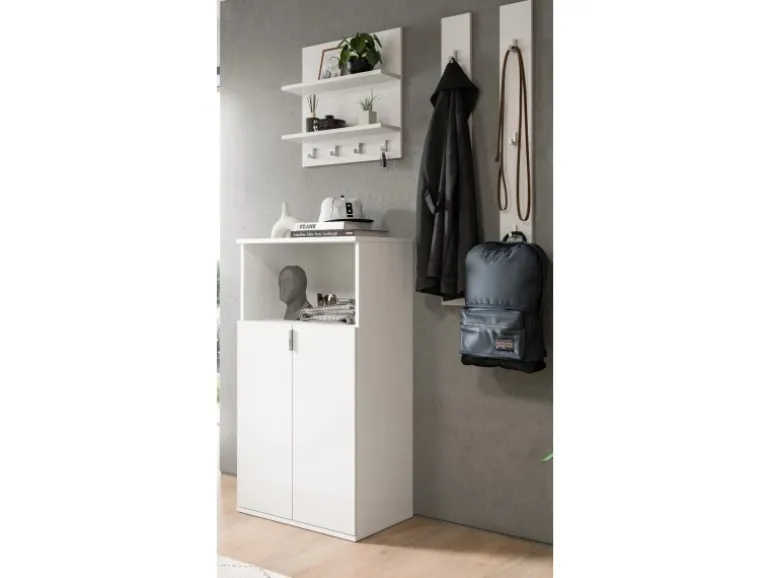 Inn.Furn Garderoben-Set 4-teilig in Weiß Hochglanz 117 cm SystemX