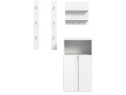 Inn.Furn Garderoben-Set 4-teilig in Weiß Hochglanz 117 cm SystemX