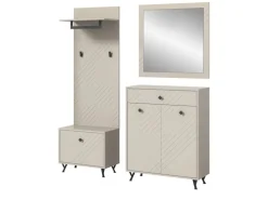 Inn.Furn Garderoben-Set 4-teilig Sand 195 cm mit Fräsungen Apunti