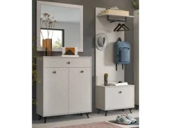 Inn.Furn Garderoben-Set 4-teilig Sand 195 cm mit Fräsungen Apunti
