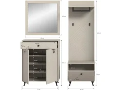 Inn.Furn Garderoben-Set 4-teilig Sand 195 cm mit Fräsungen Apunti