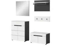 Inn.Furn Garderoben-Set 5-teilig in Weiß und Grau 175 cm Cooper