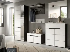 Inn.Furn Garderoben-Set 5-teilig in Weiß und Grau 175 cm Cooper