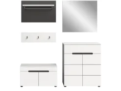 Inn.Furn Garderoben-Set 5-teilig in Weiß und Grau 175 cm Cooper