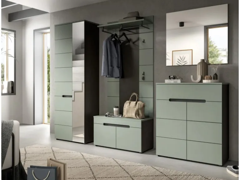 Inn.Furn Garderoben-Set 3-teilig in Salbei und Grau 180 cm Cooper