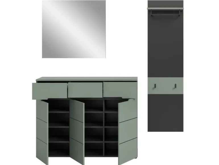 Inn.Furn Garderoben-Set 3-teilig in Salbei und Grau 180 cm Cooper
