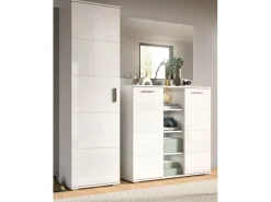 Inn.Furn Garderoben-Set 3-teilig Weiß Hochglanz 180 cm mit 13 Fächern Grazie
