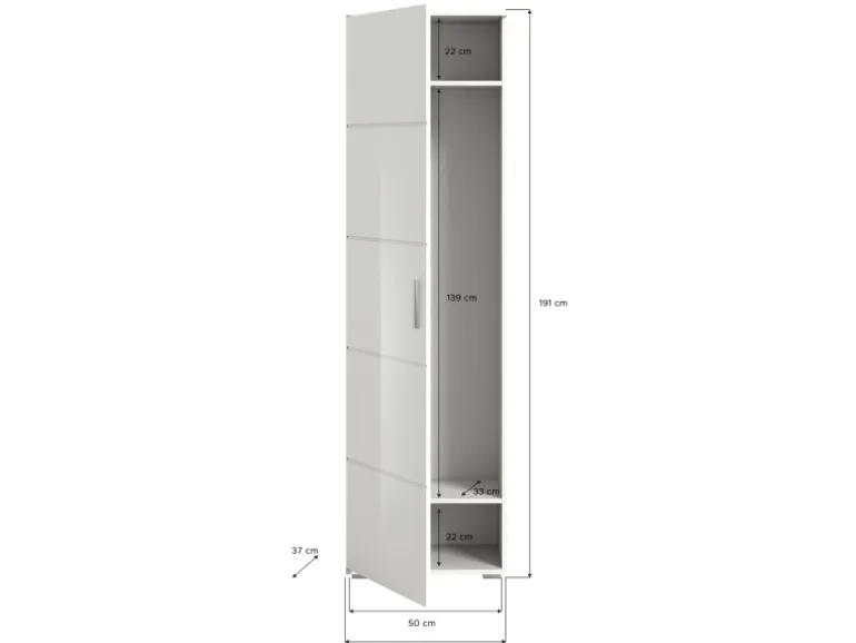 Inn.Furn Garderoben-Set 3-teilig Weiß Hochglanz 180 cm mit 13 Fächern Grazie