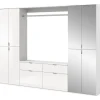 Inn.Furn Garderoben-Set 4-teilig Weiß Hochglanz 243 cm mit Spiegel SystemX