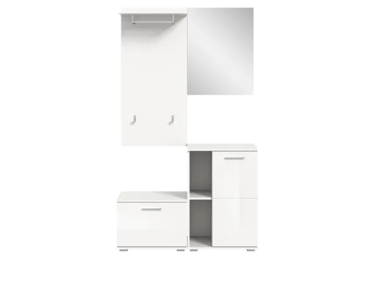 Inn.Furn Garderoben-Set 4-teilig Weiß Hochglanz 110 cm Grazie