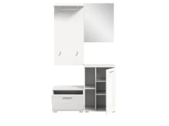 Inn.Furn Garderoben-Set 4-teilig Weiß Hochglanz 110 cm Grazie