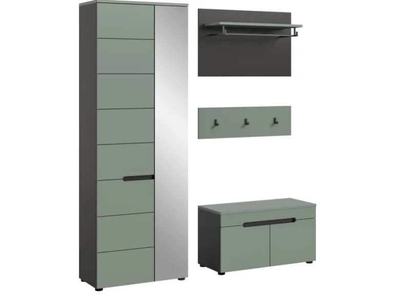 Inn.Furn Garderoben-Set 4-teilig in Salbei und Grau 160 cm Cooper