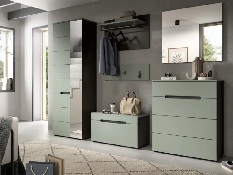 Inn.Furn Garderoben-Set 4-teilig in Salbei und Grau 160 cm Cooper