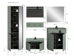 Inn.Furn Garderoben-Set 6-teilig in Salbei und Grau 255 cm Cooper