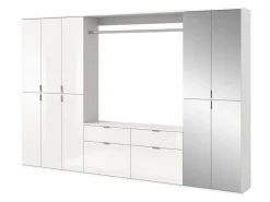 Inn.Furn Garderoben-Set 5-teilig Weiß Hochglanz 273 cm Viel Stauraum SystemX