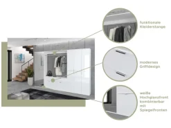 Inn.Furn Garderoben-Set 5-teilig Weiß Hochglanz 273 cm Viel Stauraum SystemX