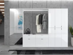 Inn.Furn Garderoben-Set 5-teilig Weiß Hochglanz 273 cm Viel Stauraum SystemX
