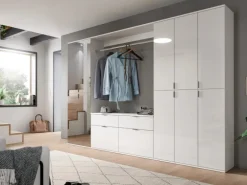 Inn.Furn Garderoben-Set 5-teilig Weiß Hochglanz 273 cm Viel Stauraum SystemX