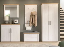 Inn.Furn Garderoben-Set 5-teilig Weiß Lärche 285 cm Landhaus-Stil Mirano