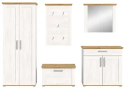 Inn.Furn Garderoben-Set 5-teilig Weiß Lärche 285 cm Landhaus-Stil Mirano