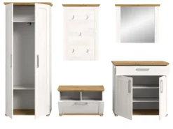 Inn.Furn Garderoben-Set 5-teilig Weiß Lärche 285 cm Landhaus-Stil Mirano