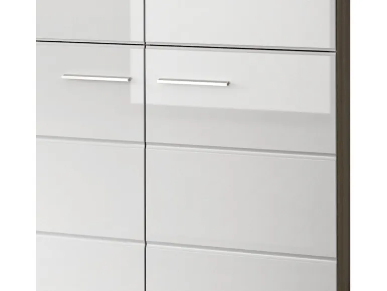 Inn.Furn Garderoben-Set 4-teilig Weiß Hochglanz Grau 175 cm Rumba