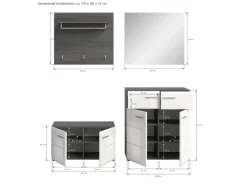 Inn.Furn Garderoben-Set 4-teilig Weiß Hochglanz Grau 175 cm Rumba