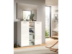Inn.Furn Garderoben-Set 2-teilig Weiß Hochglanz 110 cm mit 10 Fächern Grazie