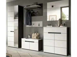 Inn.Furn Garderoben-Set 6-teilig in Weiß und Grau 255 cm Cooper