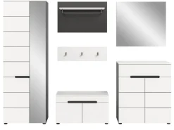 Inn.Furn Garderoben-Set 6-teilig in Weiß und Grau 255 cm Cooper