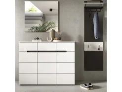 Inn.Furn Garderoben-Set 3-teilig in Weiß und Grau 180 cm Cooper