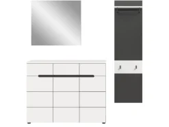 Inn.Furn Garderoben-Set 3-teilig in Weiß und Grau 180 cm Cooper