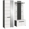 Inn.Furn Garderoben-Set 3-teilig in Weiß und Grau 160 cm Cooper