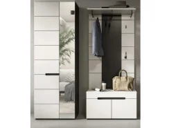 Inn.Furn Garderoben-Set 3-teilig in Weiß und Grau 160 cm Cooper