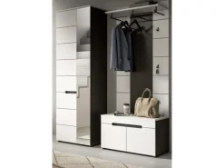 Inn.Furn Garderoben-Set 3-teilig in Weiß und Grau 160 cm Cooper