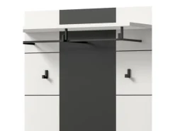 Inn.Furn Garderoben-Set 3-teilig in Weiß und Grau 160 cm Cooper