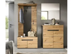 Inn.Furn Garderoben-Set 4-teilig in Eiche und Grau 175 cm Cooper