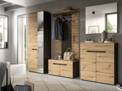 Inn.Furn Garderoben-Set 4-teilig in Eiche und Grau 175 cm Cooper