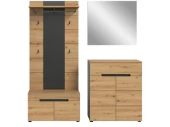 Inn.Furn Garderoben-Set 4-teilig in Eiche und Grau 175 cm Cooper