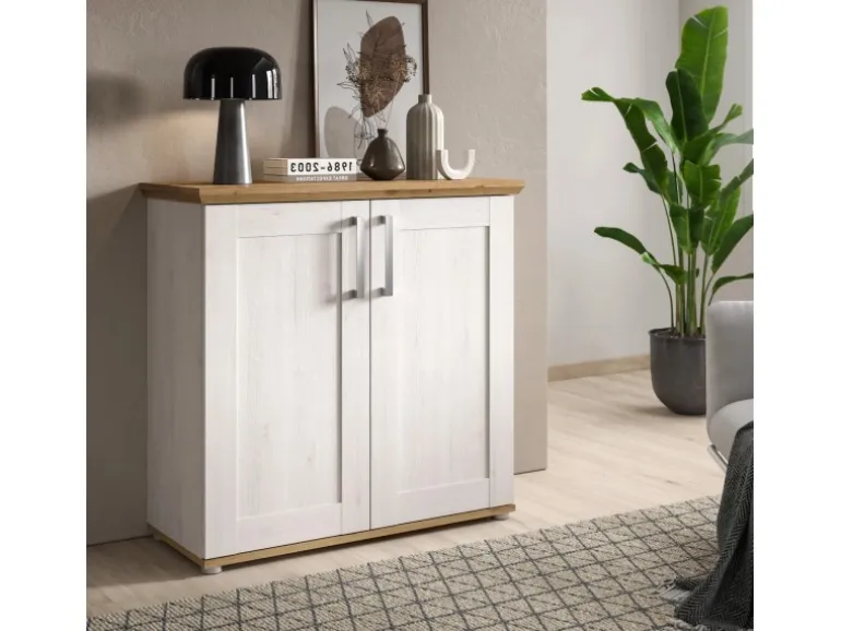 Inn.Furn Kommode Weiß Lärche Eiche Artisan 95 cm Landhaus Mirano