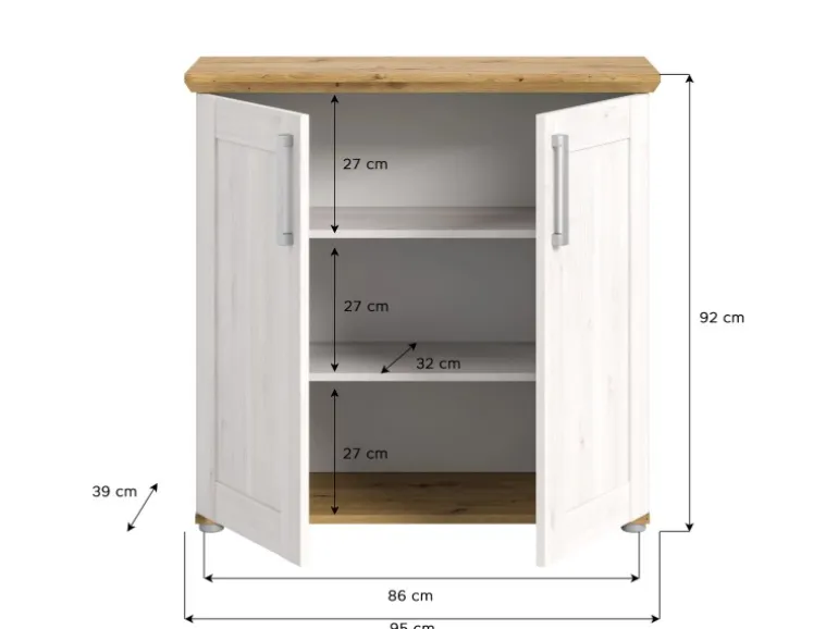 Inn.Furn Kommode Weiß Lärche Eiche Artisan 95 cm Landhaus Mirano