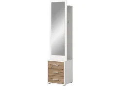 Inn.Furn Kompaktgarderobe in Weiß und Eiche 45 x 190 cm Pallas