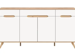 Inn.Furn Sideboard Weiß Eiche 185 cm mit Soft-Close-Funktion Hygge