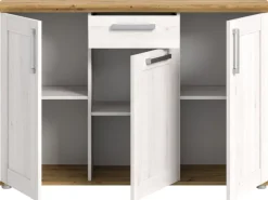 Inn.Furn Sideboard Weiß Lärche Eiche Artisan 137 cm Landhaus-Stil Mirano
