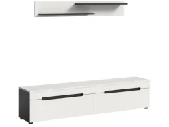 Inn.Furn TV-Lowboard und Wandboard in Weiß und Grau 170 cm Cooper