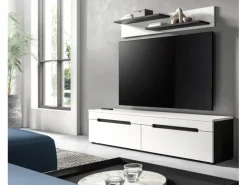 Inn.Furn TV-Lowboard und Wandboard in Weiß und Grau 170 cm Cooper