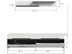 Inn.Furn TV-Lowboard und Wandboard in Weiß und Grau 170 cm Cooper