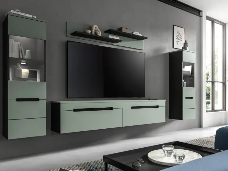Inn.Furn TV-Lowboard und Wandboard in Salbei und Grau 170 cm Cooper