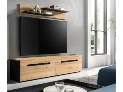 Inn.Furn TV-Lowboard und Wandboard in Eiche und Grau 170 cm Cooper