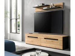 Inn.Furn TV-Lowboard und Wandboard in Eiche und Grau 170 cm Cooper